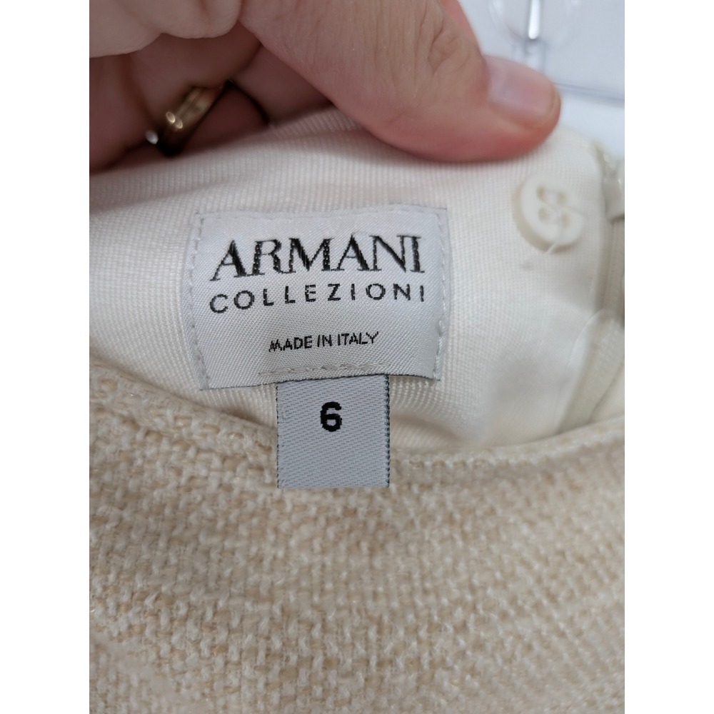 Armani Collezioni Tweed Skirt Women 6 Cream Flared Tulip Italy Office Neutral - Picture 4 of 5